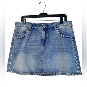 NWT Altar’d State Sally studded denim mini skirt, size XXL